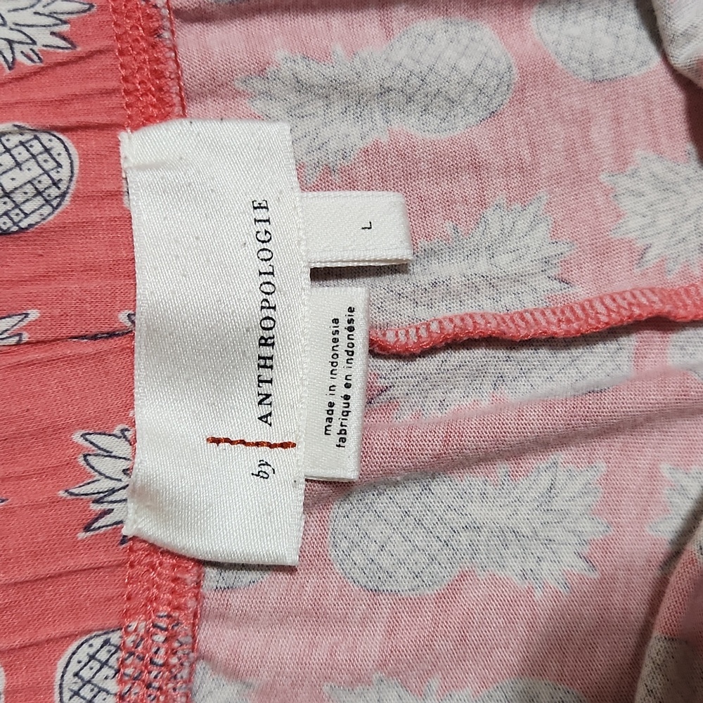 Anthropologie Coral Pineapple Short Sleeve/Shorts PJ Set in Size Large - Picture 10 of 14